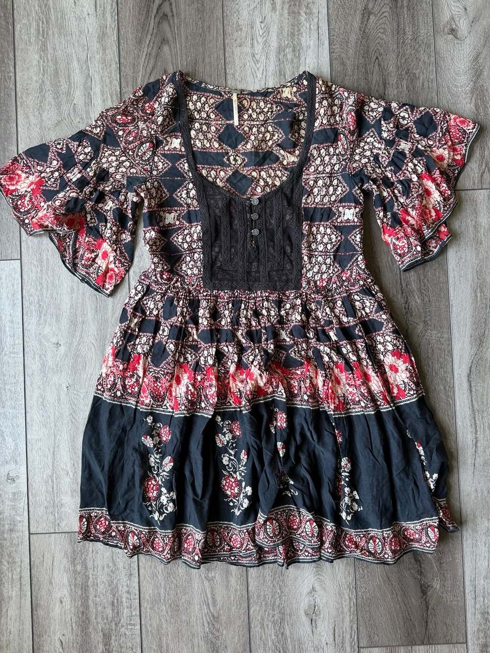 Free People Hayden Boho Floral Print Tunic Dress Size XS